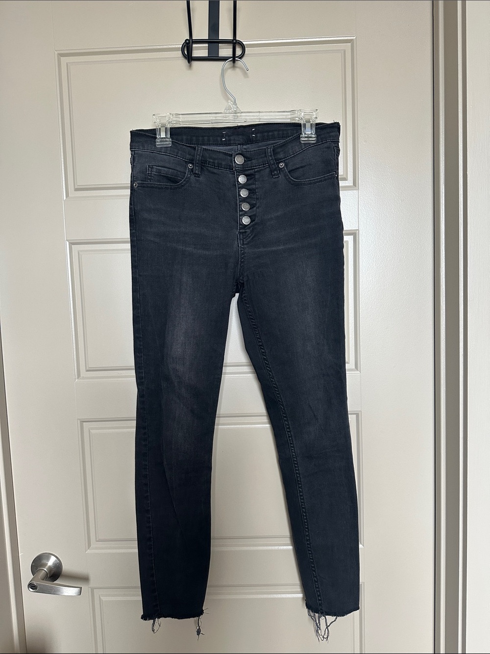 Free People High-Rise Black Jeans with Button-Fly